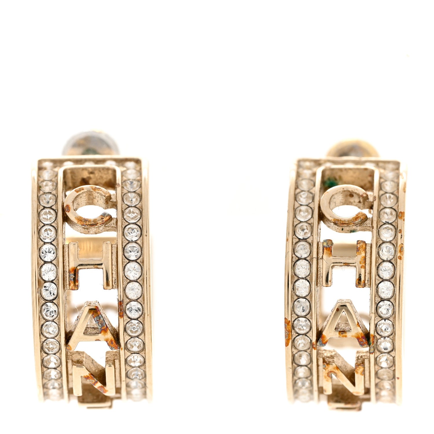 Chanel Metal Crystal Bow-tiful CC Hoop Earrings Gold 1 of 4