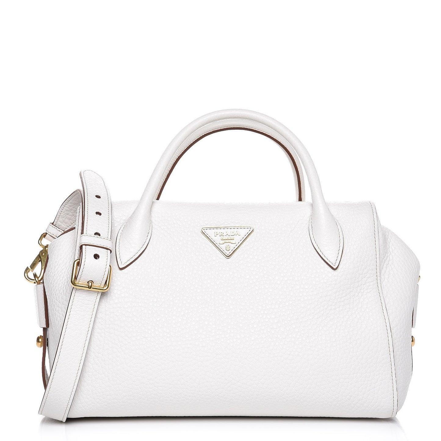 Vitello Daino Medium Top Handle Bag White
