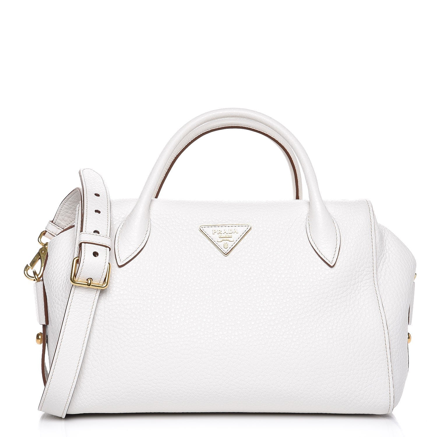 Prada Vitello Daino Medium Top Handle Bag White 1 of 9