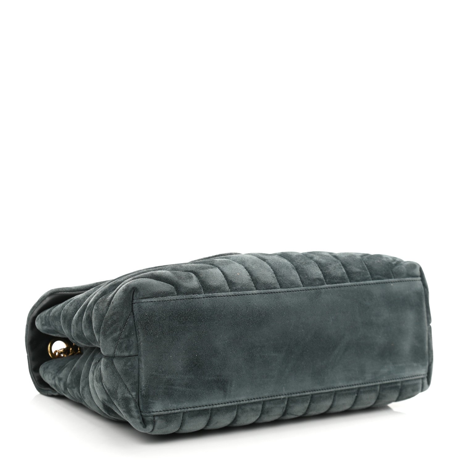 Saint Laurent Suede Y Quilted Monogram Medium Loulou Chain Satchel Deep Green 4 of 11