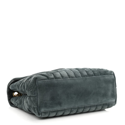 Saint Laurent Suede Y Quilted Monogram Medium Loulou Chain Satchel Deep Green 4 of 11