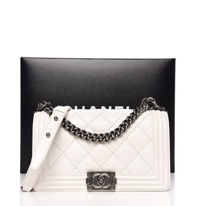 Chanel Calfskin Double Stitch Medium Boy Flap White 10 of 10