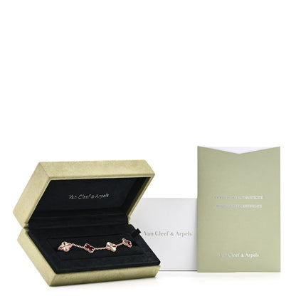 Van Cleef & Arpels 18K Rose Gold Carnelian 5 Motifs Guilloche Vintage Alhambra Bracelet 5 of 5