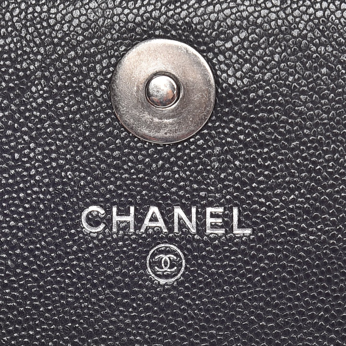 Caviar Quilted Square Boy Wallet On Chain WOC Charcoal