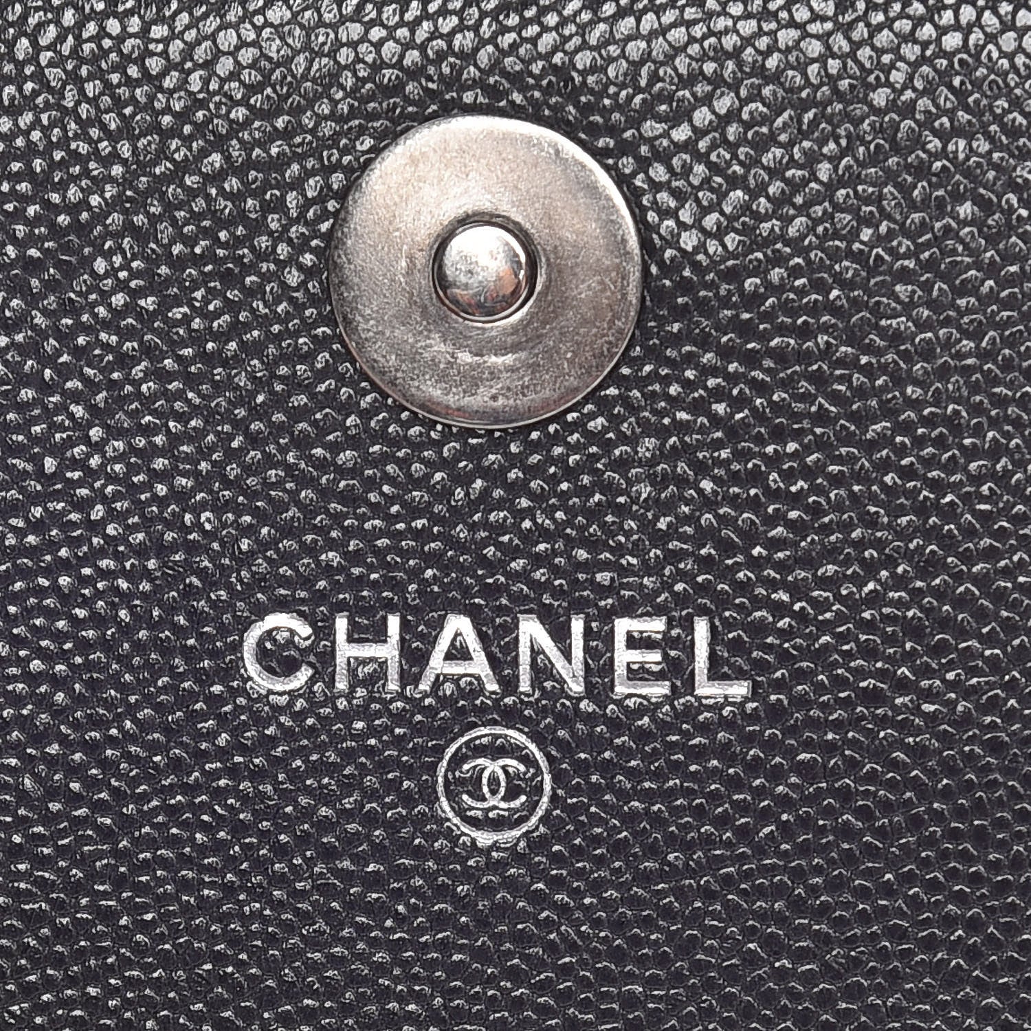 Chanel Caviar Quilted Square Boy Wallet On Chain WOC Charcoal 8 of 11