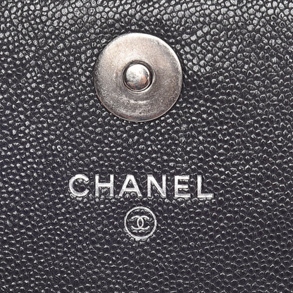 Chanel Caviar Quilted Square Boy Wallet On Chain WOC Charcoal 8 of 11