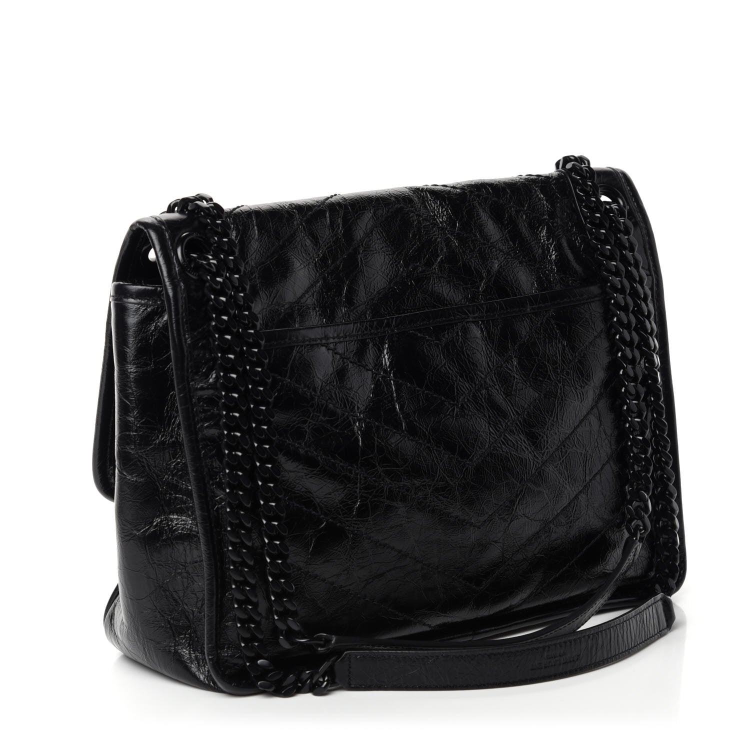 Saint Laurent Crinkled Calfskin Matelasse Monogram Medium Niki Chain Satchel Black 4 of 12