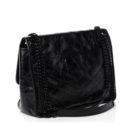 Saint Laurent Crinkled Calfskin Matelasse Monogram Medium Niki Chain Satchel Black 4 of 12