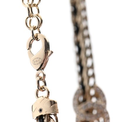 Chanel Metal Lambskin Crystal Chain CC Necklace Black Gold 6 of 7