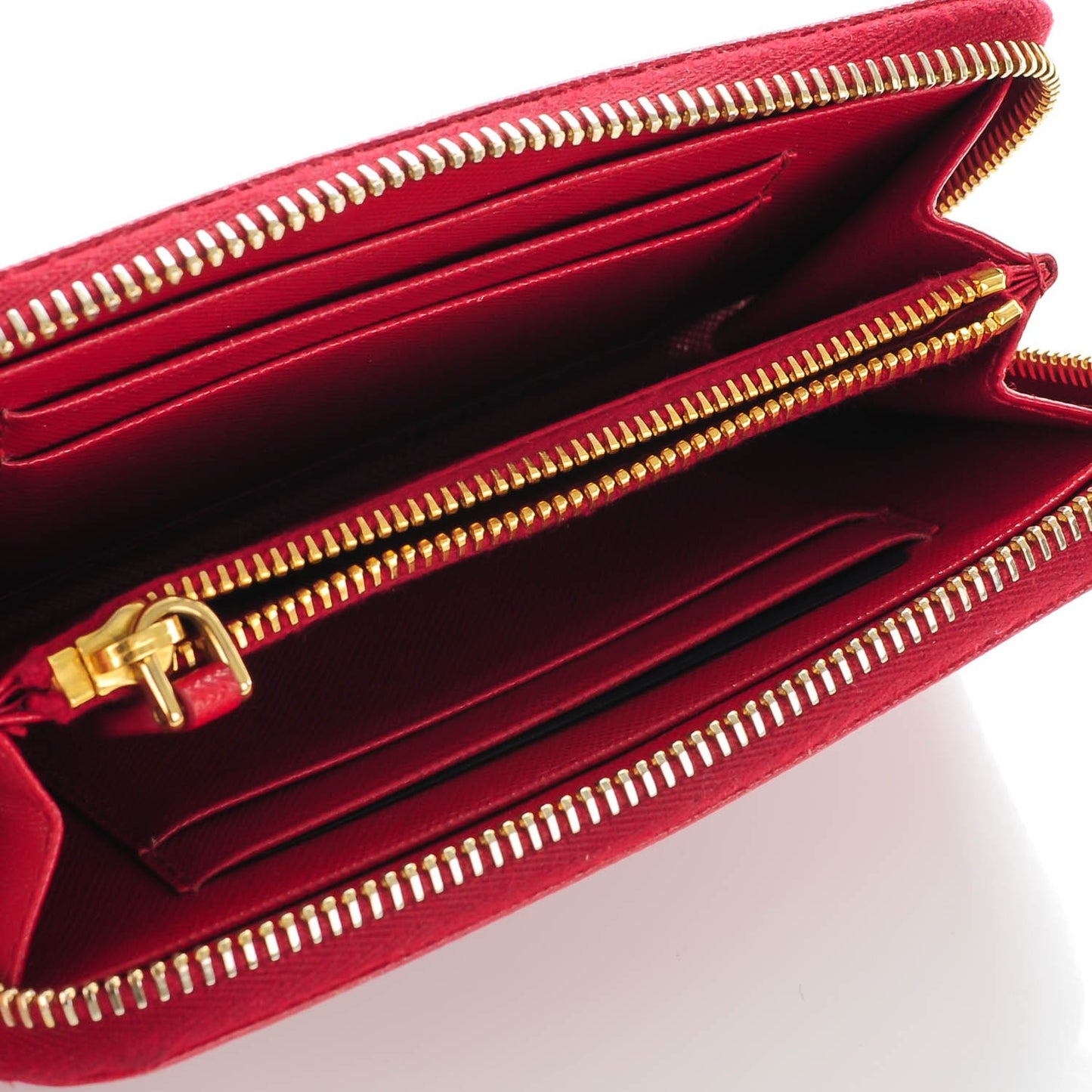 Saffiano Metal Zip Around Wallet Fuoco