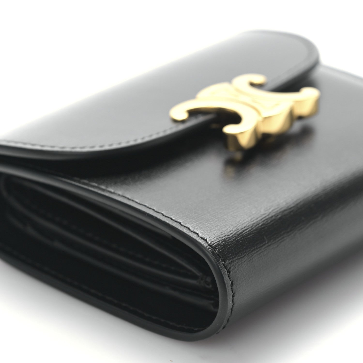 Celine Shiny Calfskin Small Triomphe Wallet Black 8 of 9