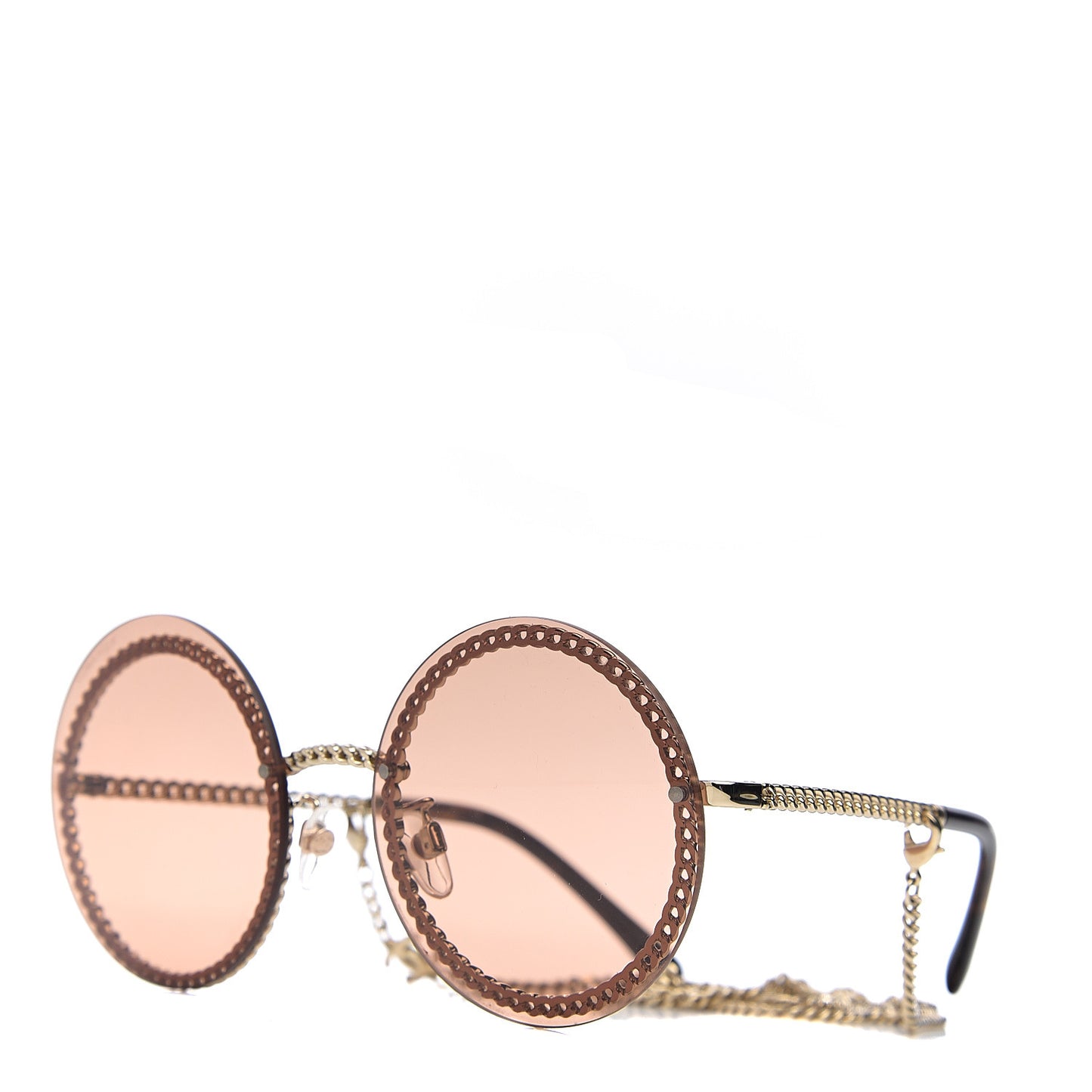 Chain Round Sunglasses 4245 Brown Gold