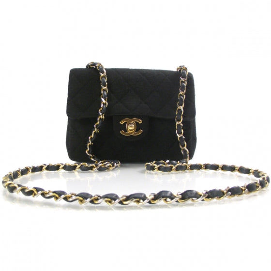 Jersey Quilted Mini Flap Black