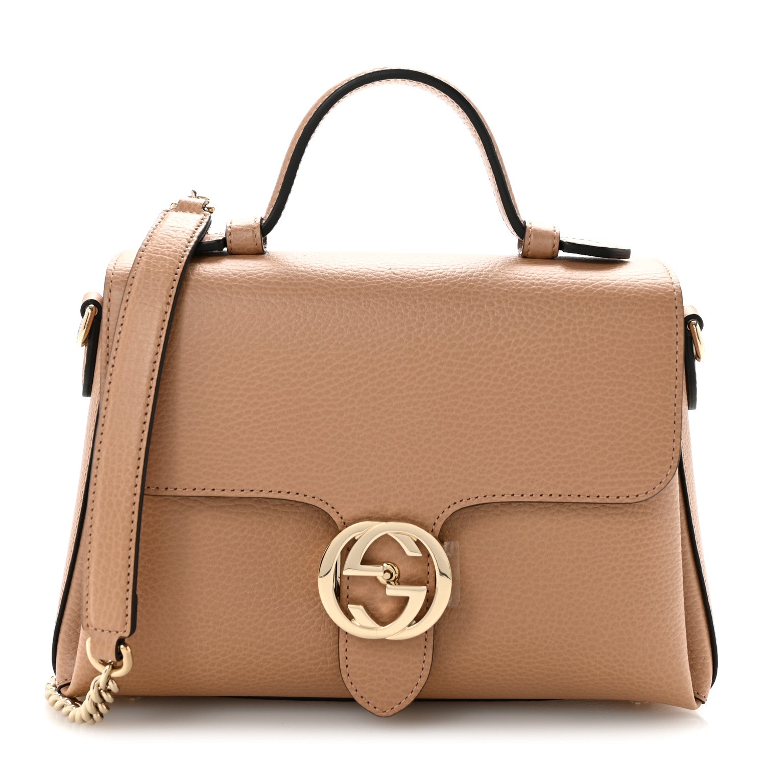 Gucci Dollar Calfskin Interlocking G Top Handle Shoulder Bag Camelia 1 of 13