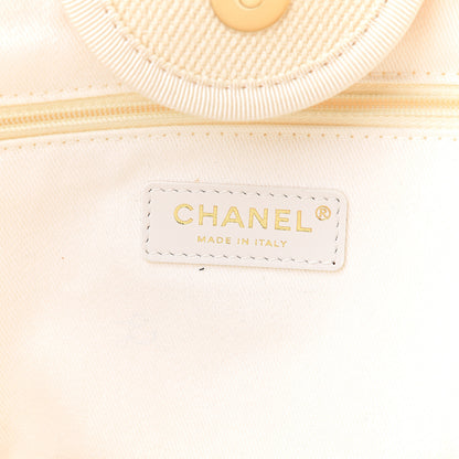 Chanel Canvas Pearl Medium Deauville Tote Ecru Beige 5 of 9
