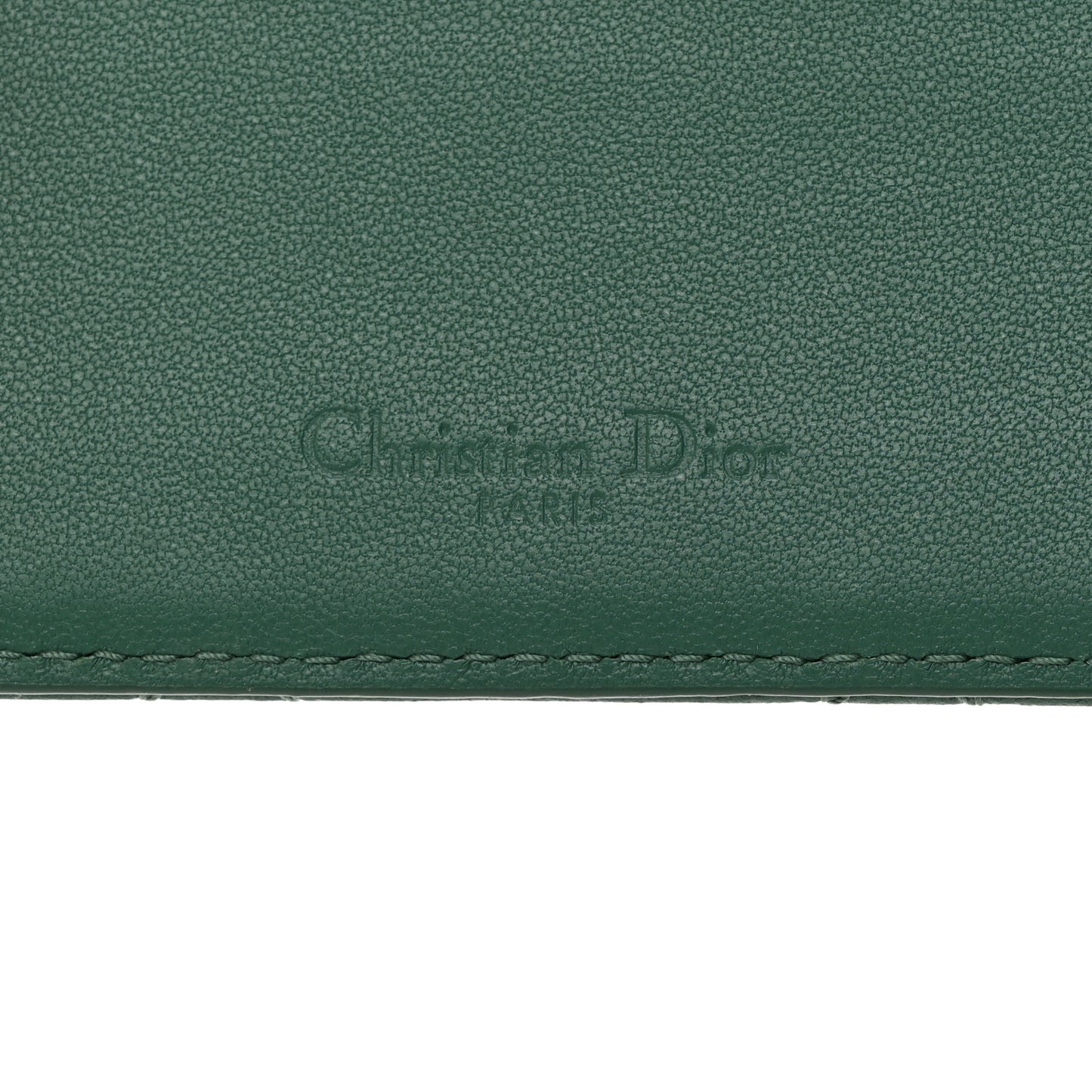 Lambskin Cannage Lady Dior Card Holder Cedar Green