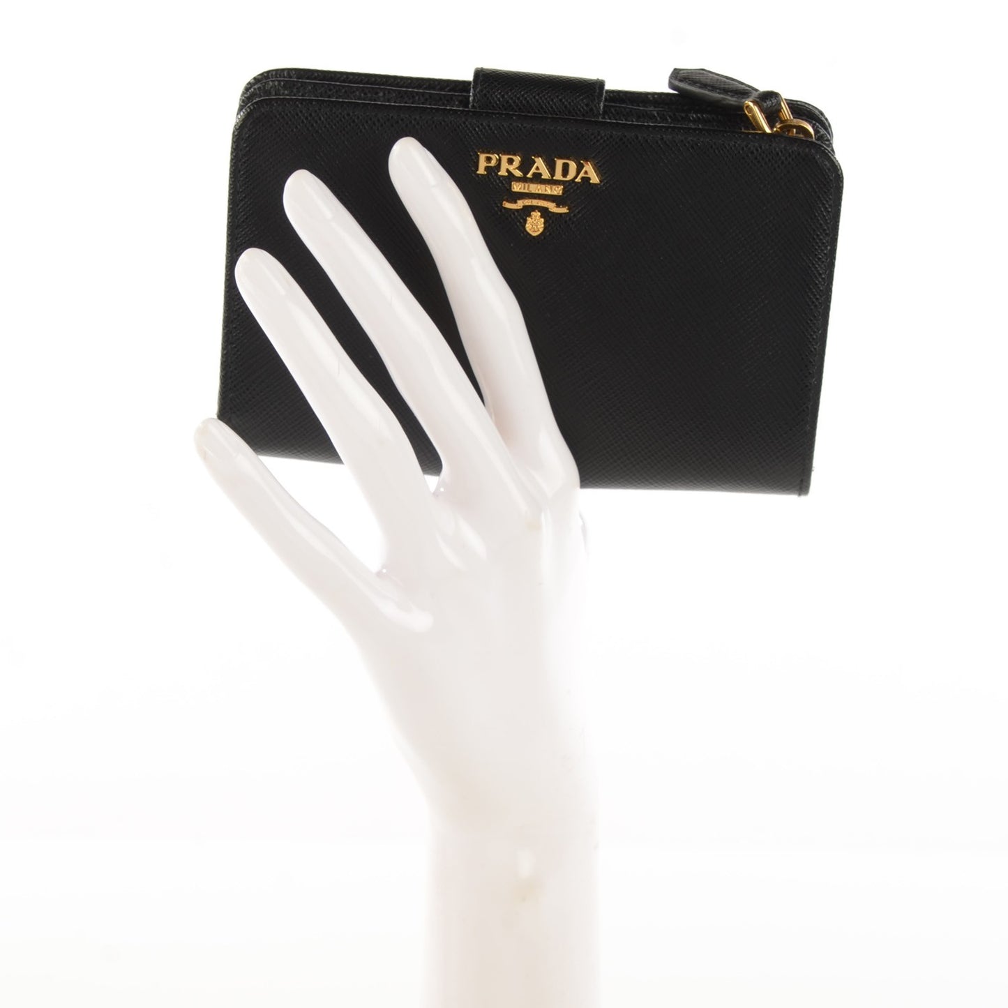 Saffiano Metal Compact Wallet Black