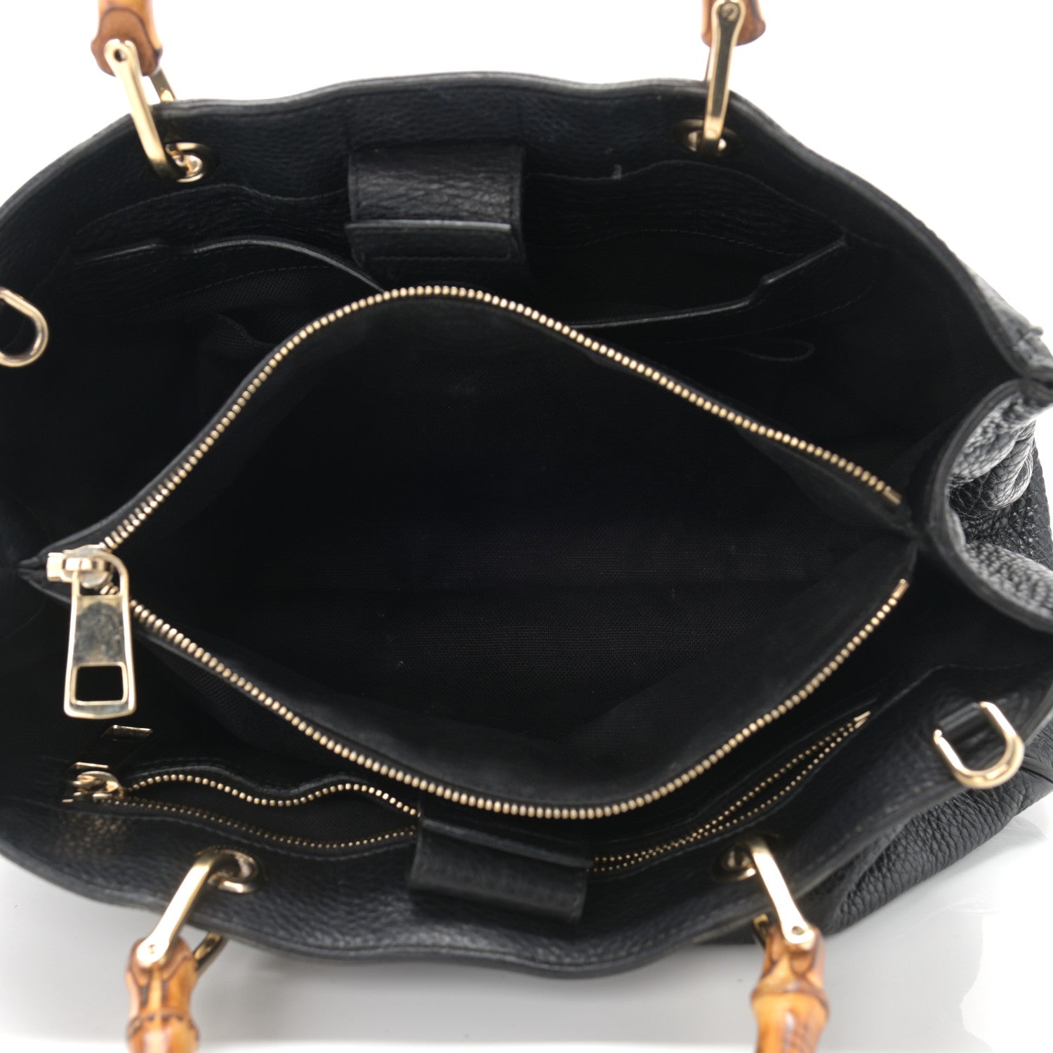 Gucci Pebbled Calfskin Medium Bamboo Shopper Tote Black 4 of 12
