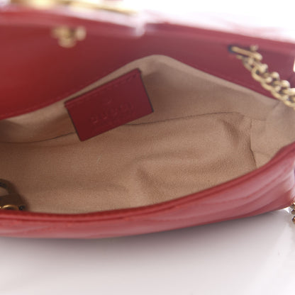 Gucci Calfskin Matelasse Super Mini GG Marmont Shoulder Bag Hibiscus Red 4 of 10