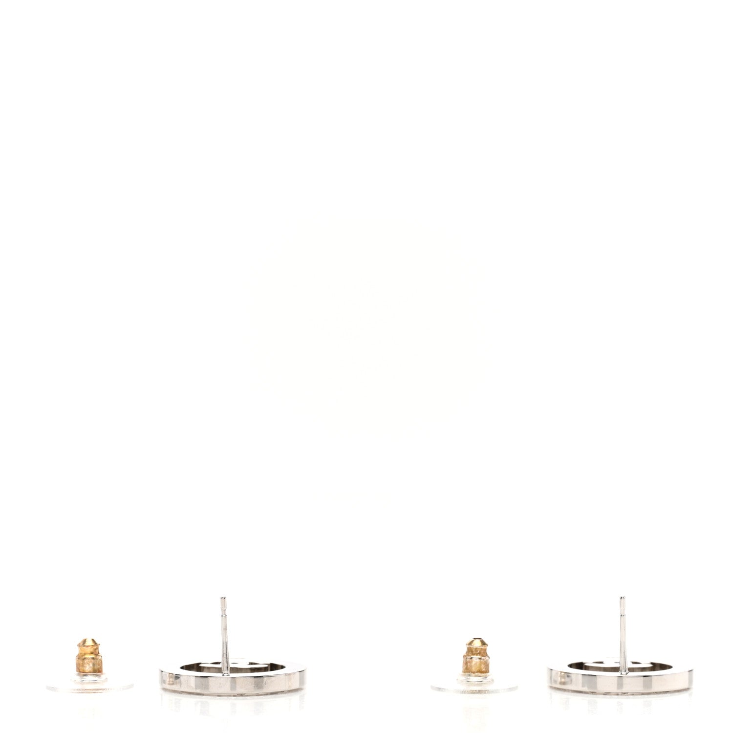 Chanel Crystal CC Round Earrings Silver 3 of 4