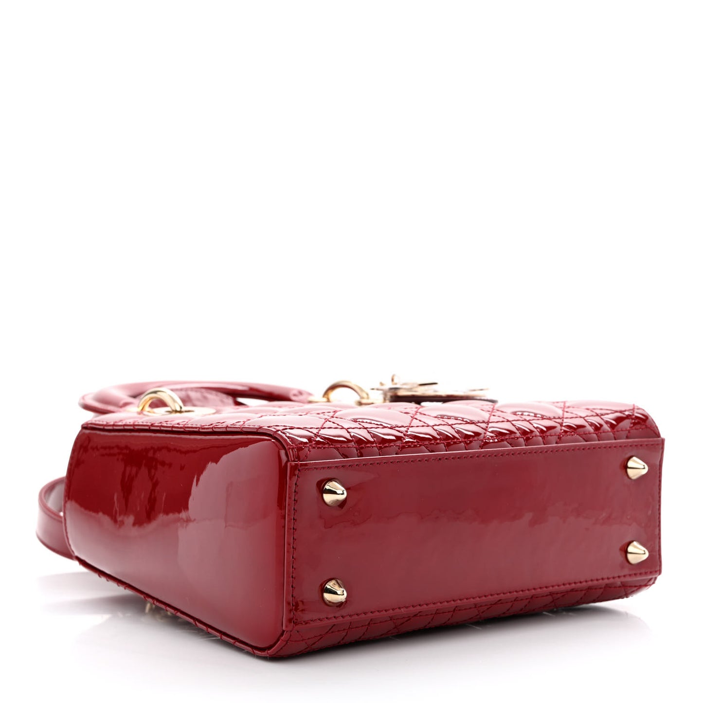 Patent Cannage Small Lady Dior Cherry Red