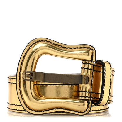 Fendi Metallic Patent B Belt 80 32 Gold 1 of 5