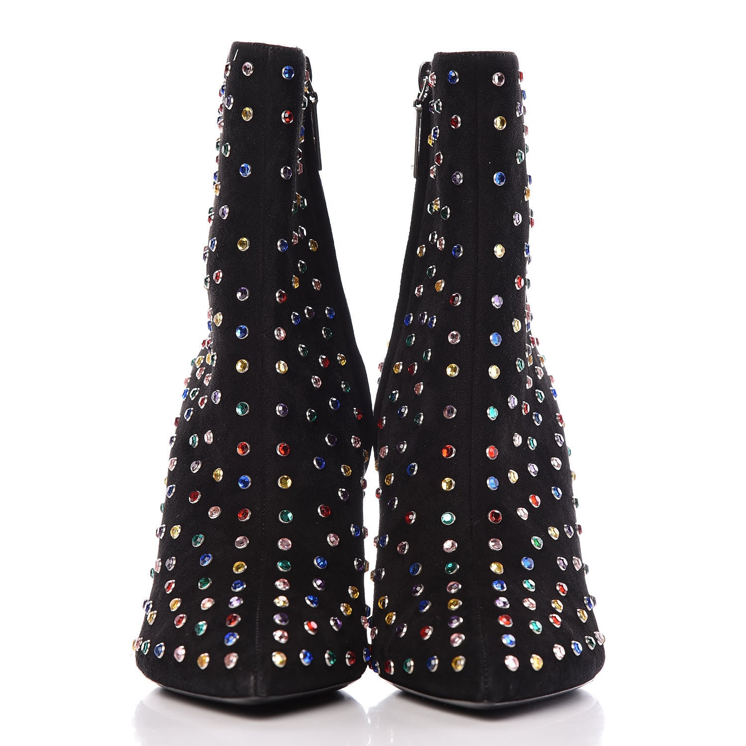 Saint Laurent Suede Crystal Betty 95 Ankle Boots 38 Black Multicolor 2 of 8