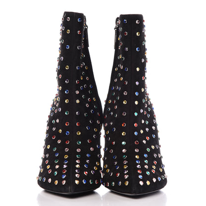 Saint Laurent Suede Crystal Betty 95 Ankle Boots 38 Black Multicolor 2 of 8