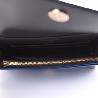 Christian Dior Metallic Patent Micro-Cannage Diorama Wallet on Chain Pouch Mirror Blue 5 of 9