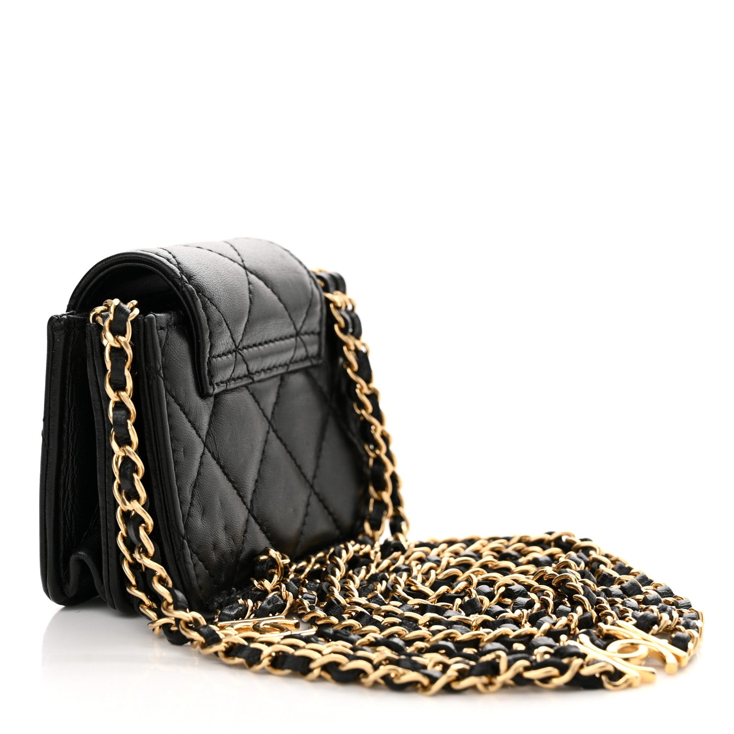 Chanel Lambskin Quilted Mini Accordion Clutch With Chain Black 3 of 11