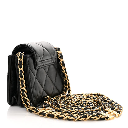 Chanel Lambskin Quilted Mini Accordion Clutch With Chain Black 3 of 11