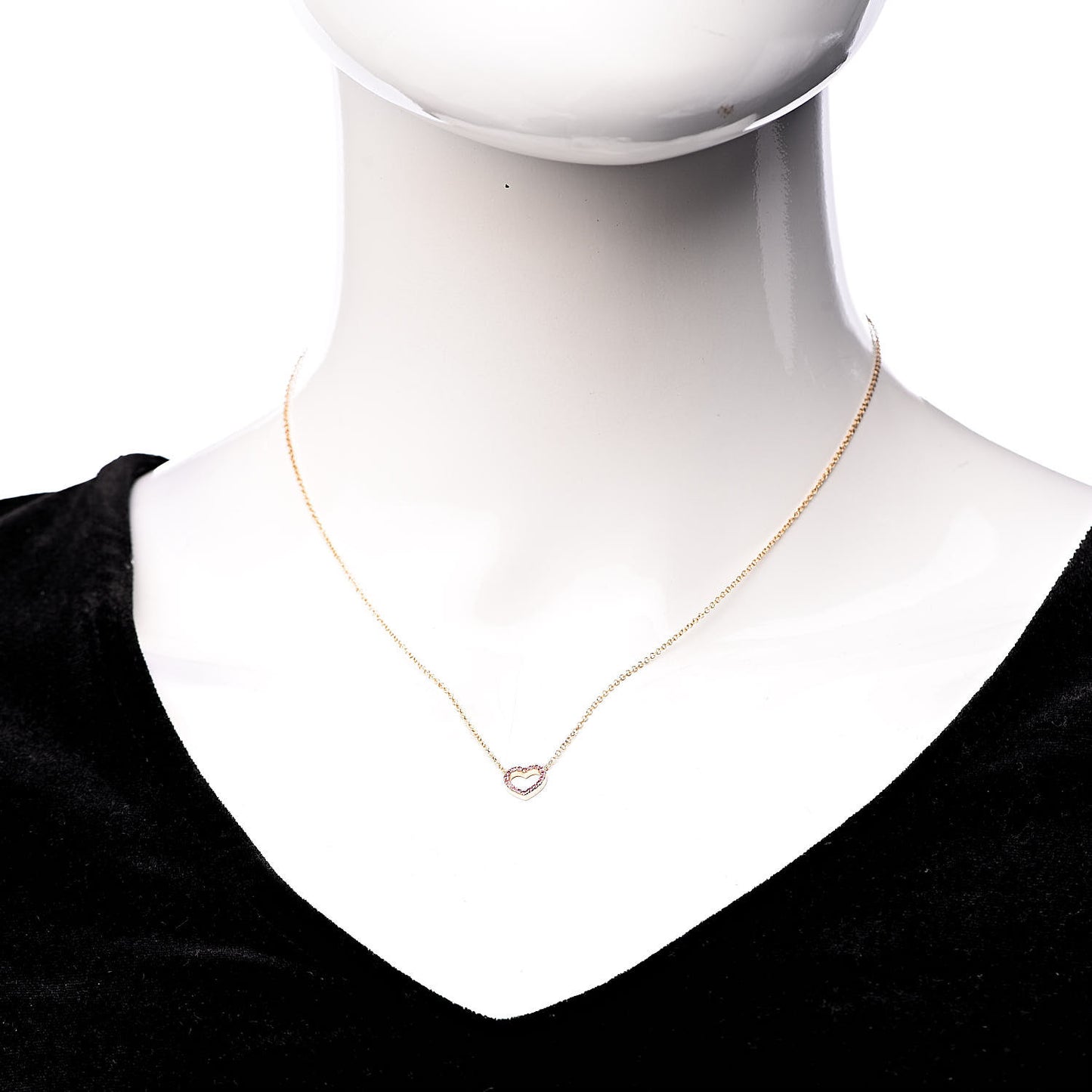 18K Rose Gold Pink Sapphire Metro Heart Pendant Necklace
