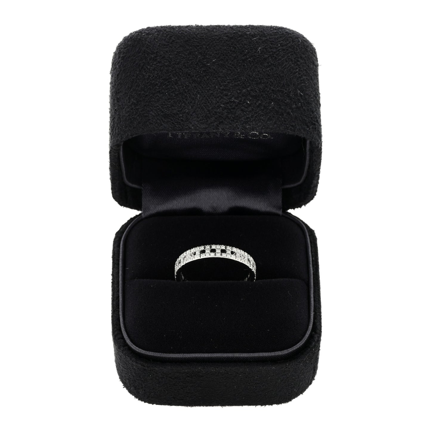 18K White Gold Diamond T True Narrow Band Ring 52 6