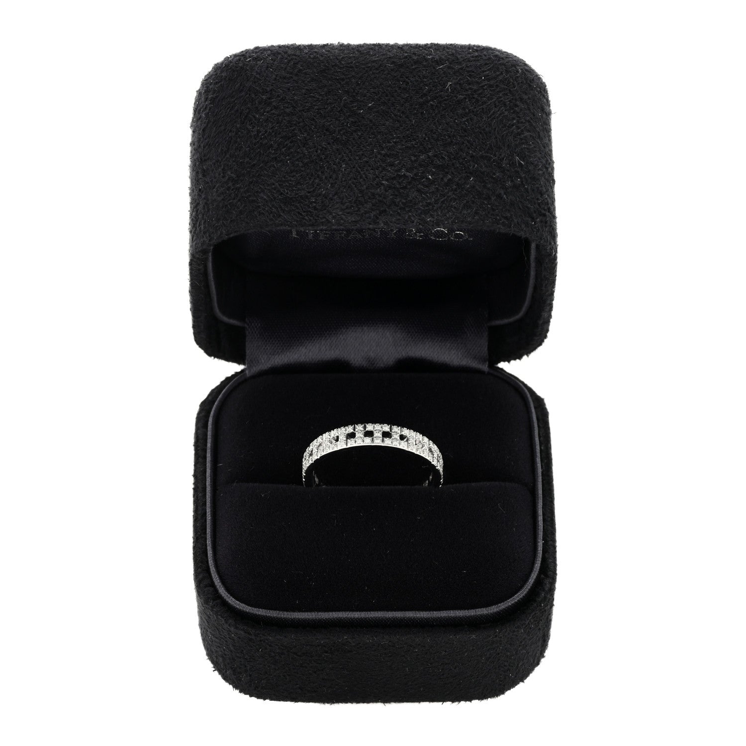 Tiffany 18K White Gold Diamond T True Narrow Band Ring 52 6 5 of 5