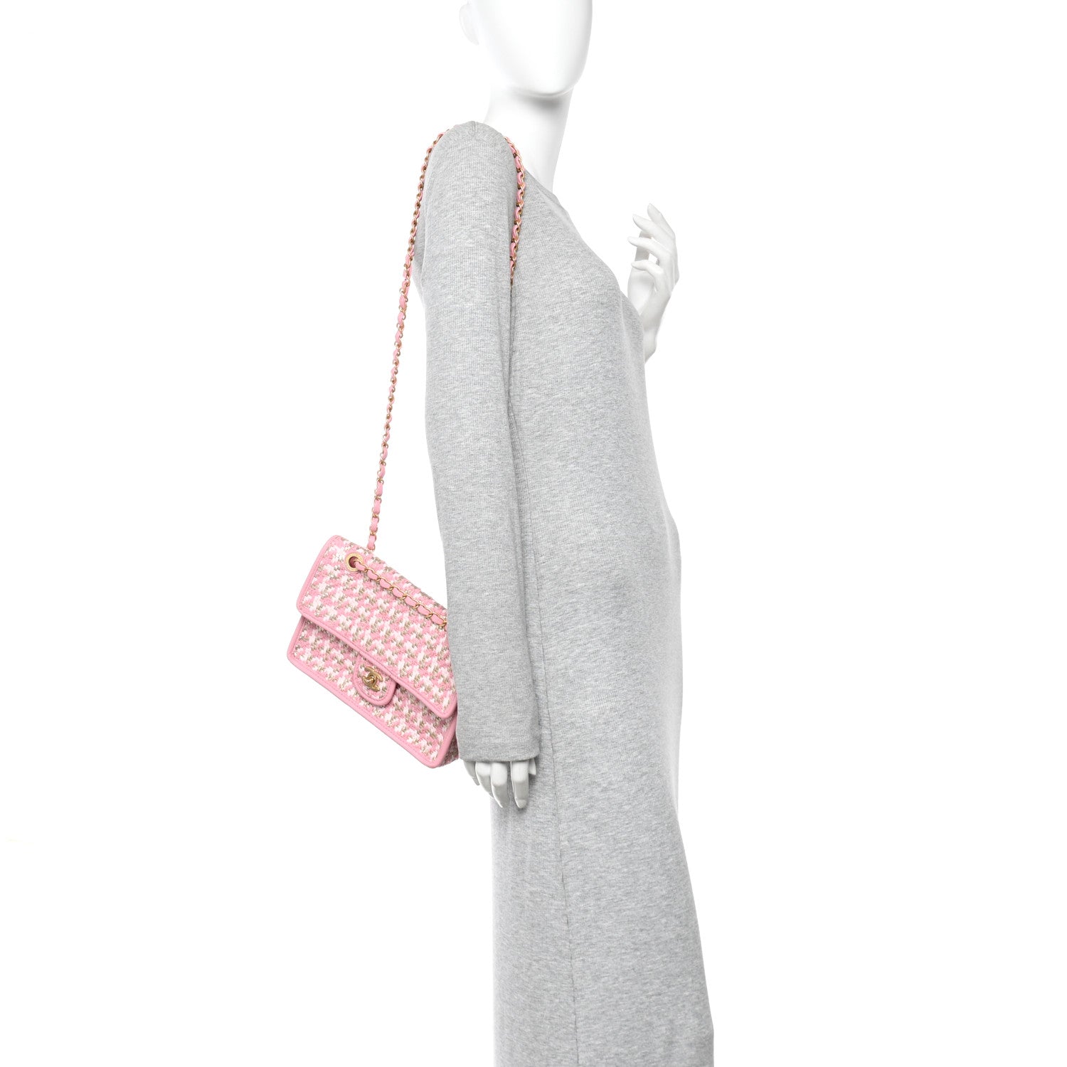 Chanel Metallic Lambskin Viscose Woven Flap Pink Gold 2 of 10