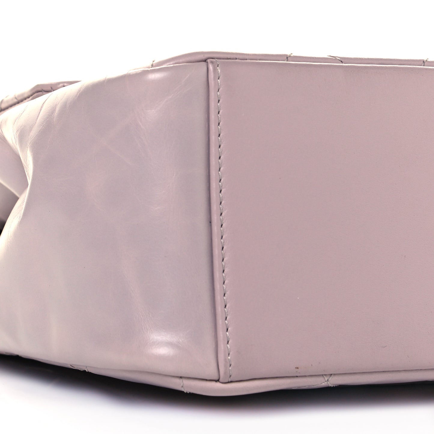 Glazed Calfskin Quilted Medium Gold Bar Top Handle Flap Light Pink