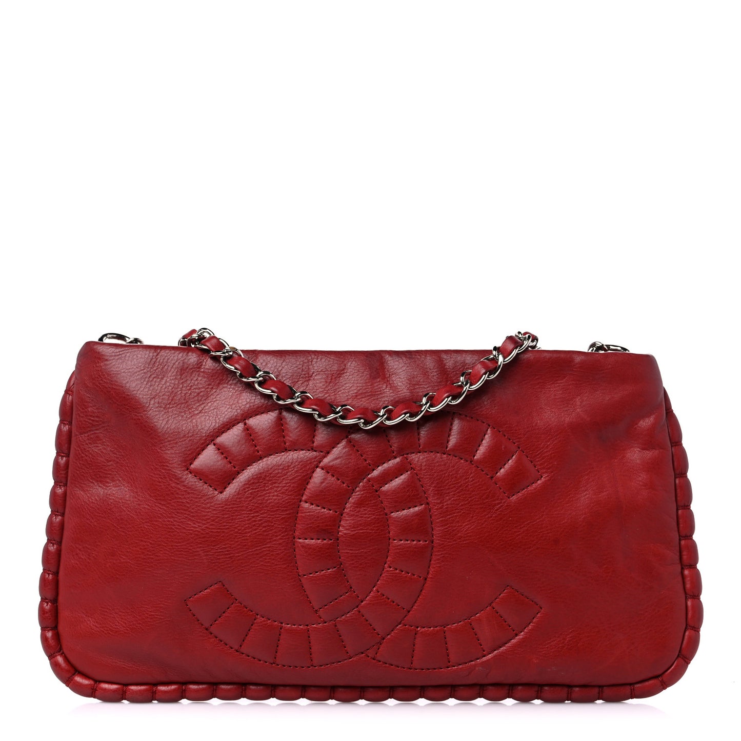 Calfskin On The Bund Pochette Dark Red
