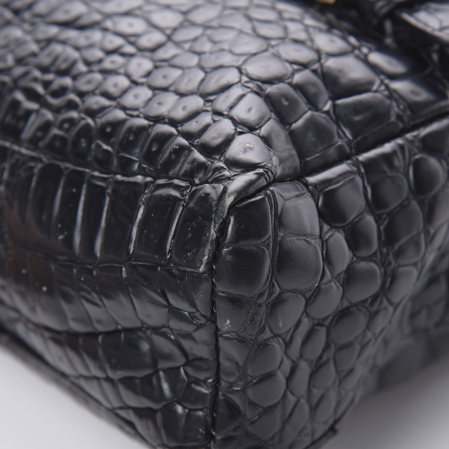 Jimmy Choo Crocodile Embossed Calfskin Messenger Black 10 of 16