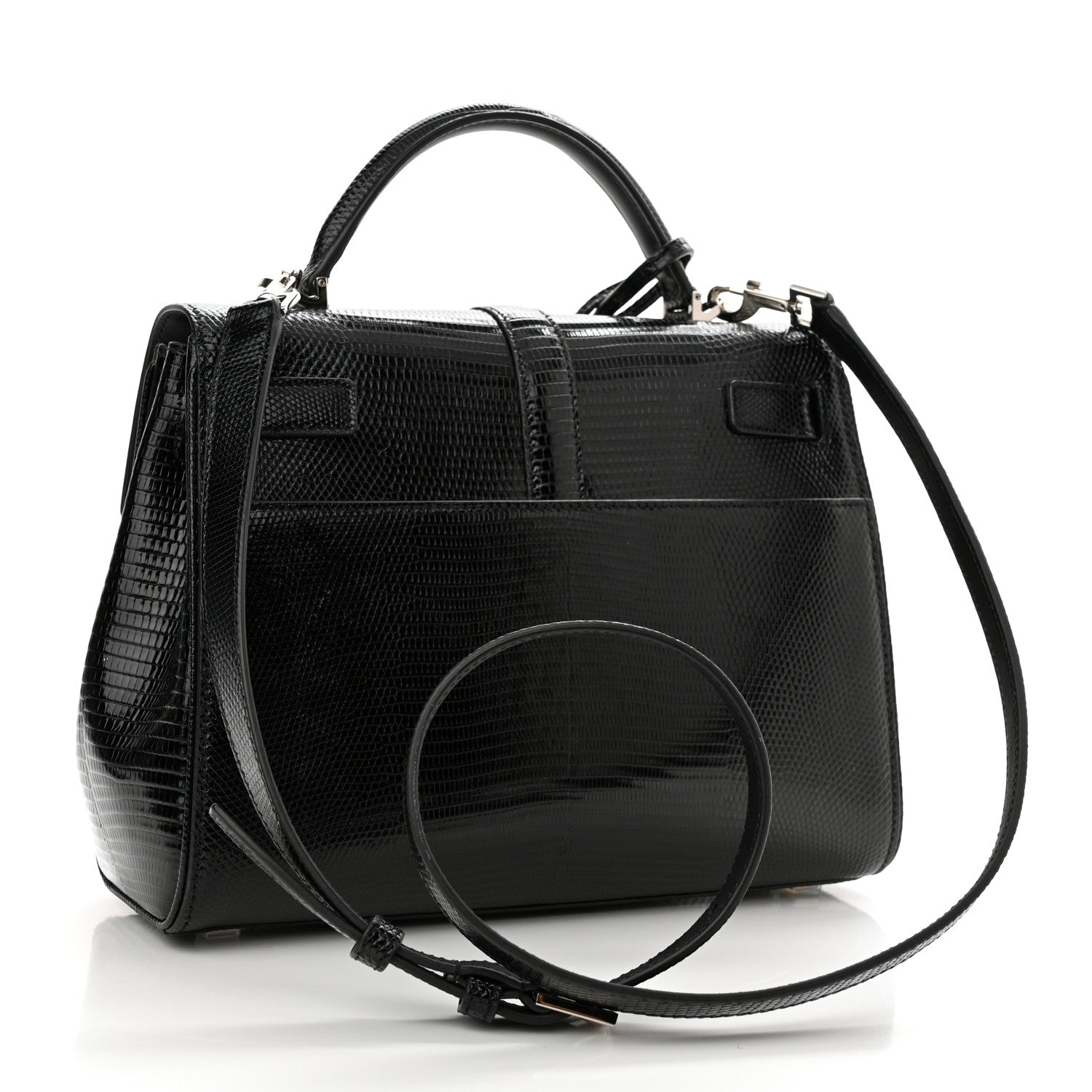 Saint Laurent Lizard Le Fermoir Top Handle Bag Small Black 2 of 10