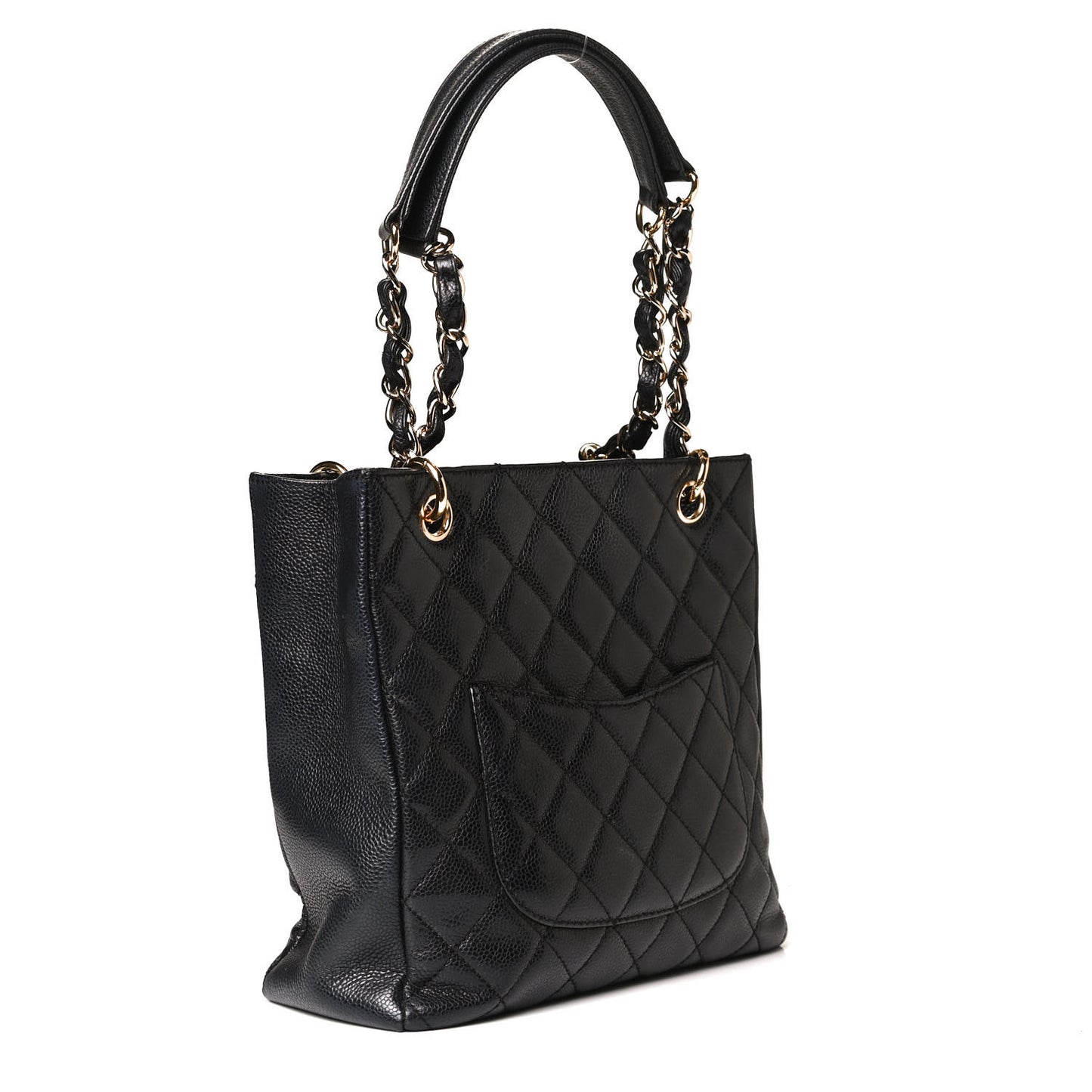 Caviar Quilted Petit Shopping Tote PST Black