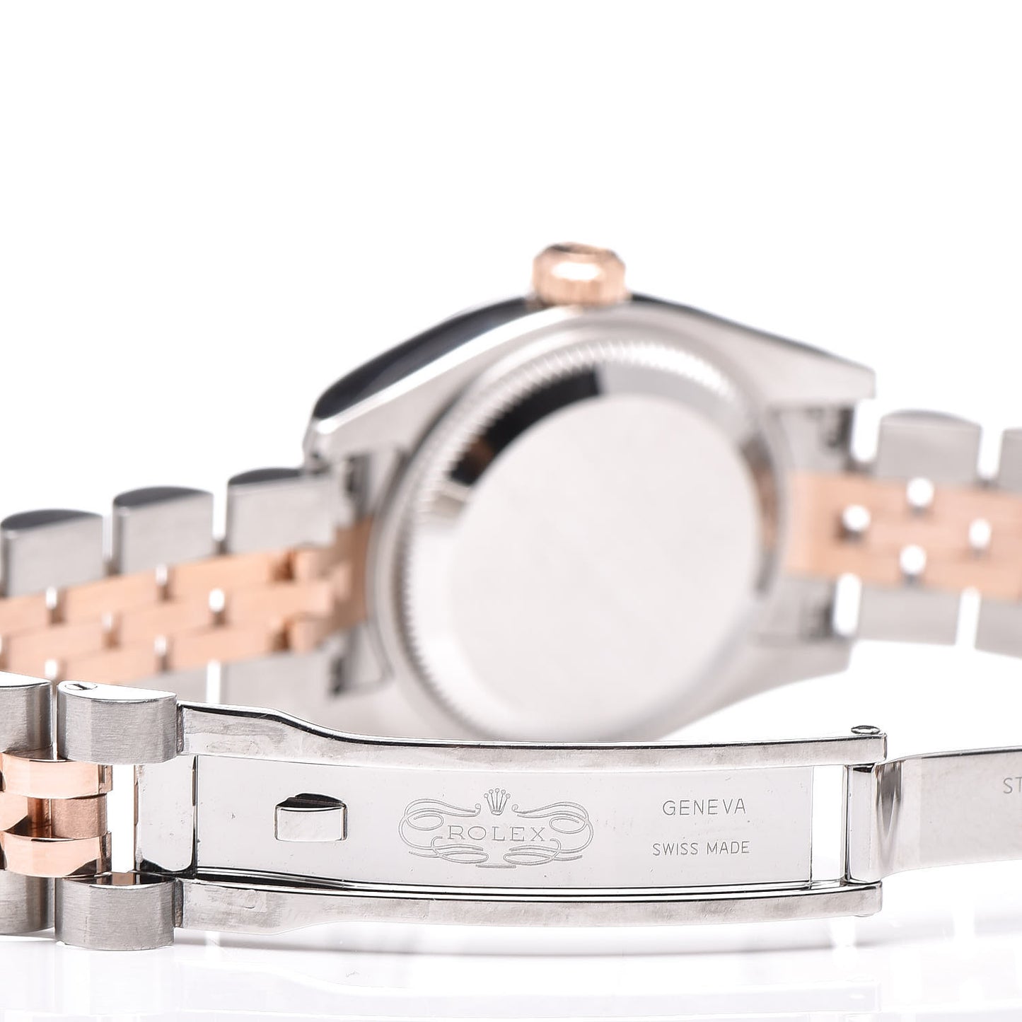 Stainless Steel 18K Everose Gold Black Mother of Pearl Diamond 26mm Oyster Perpetual Datejust Watch