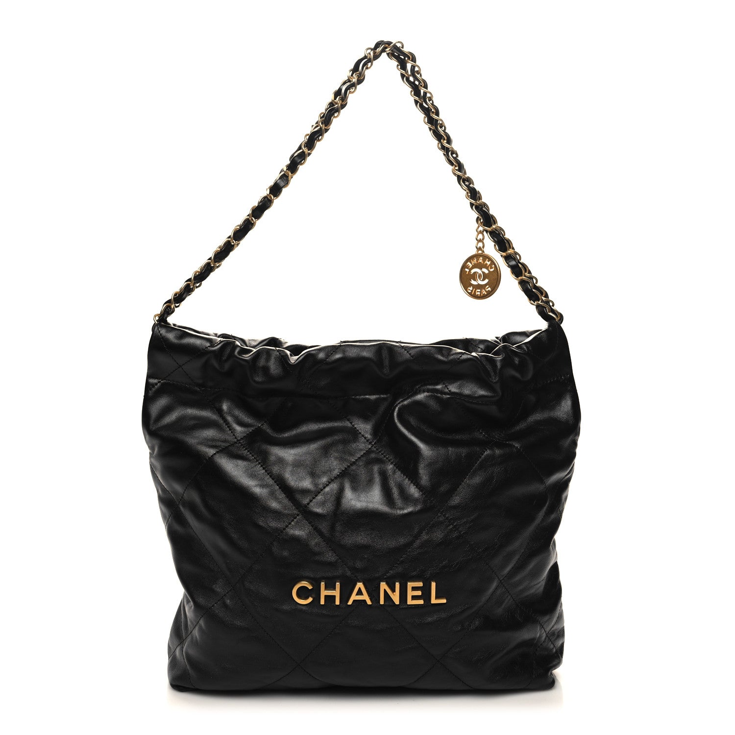 Chanel Shiny Calfskin Quilted Small Chanel 22 Black 1 of 12