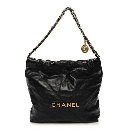 Chanel Shiny Calfskin Quilted Small Chanel 22 Black 1 of 12