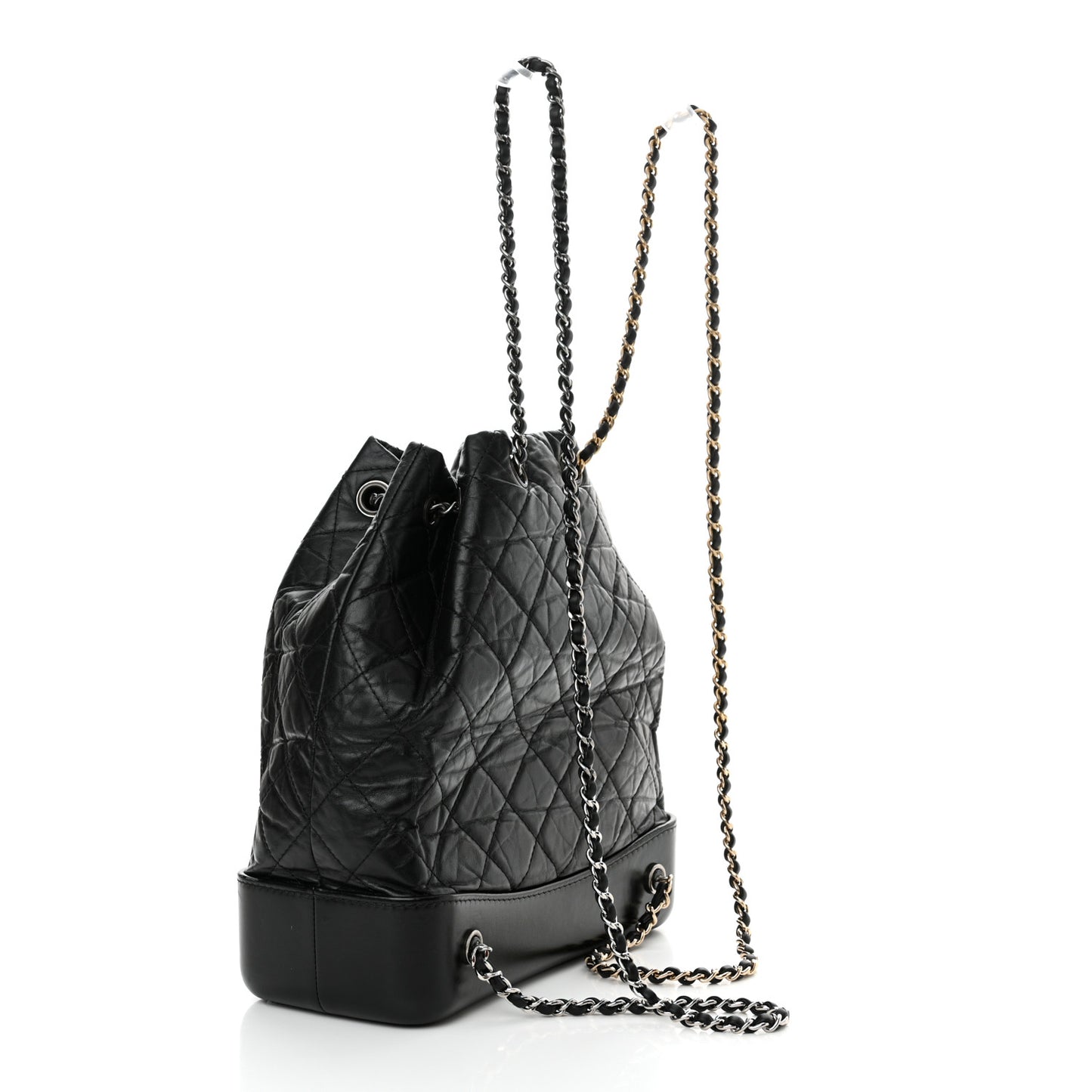 Aged Calfskin Quilted Gabrielle Backpack Black