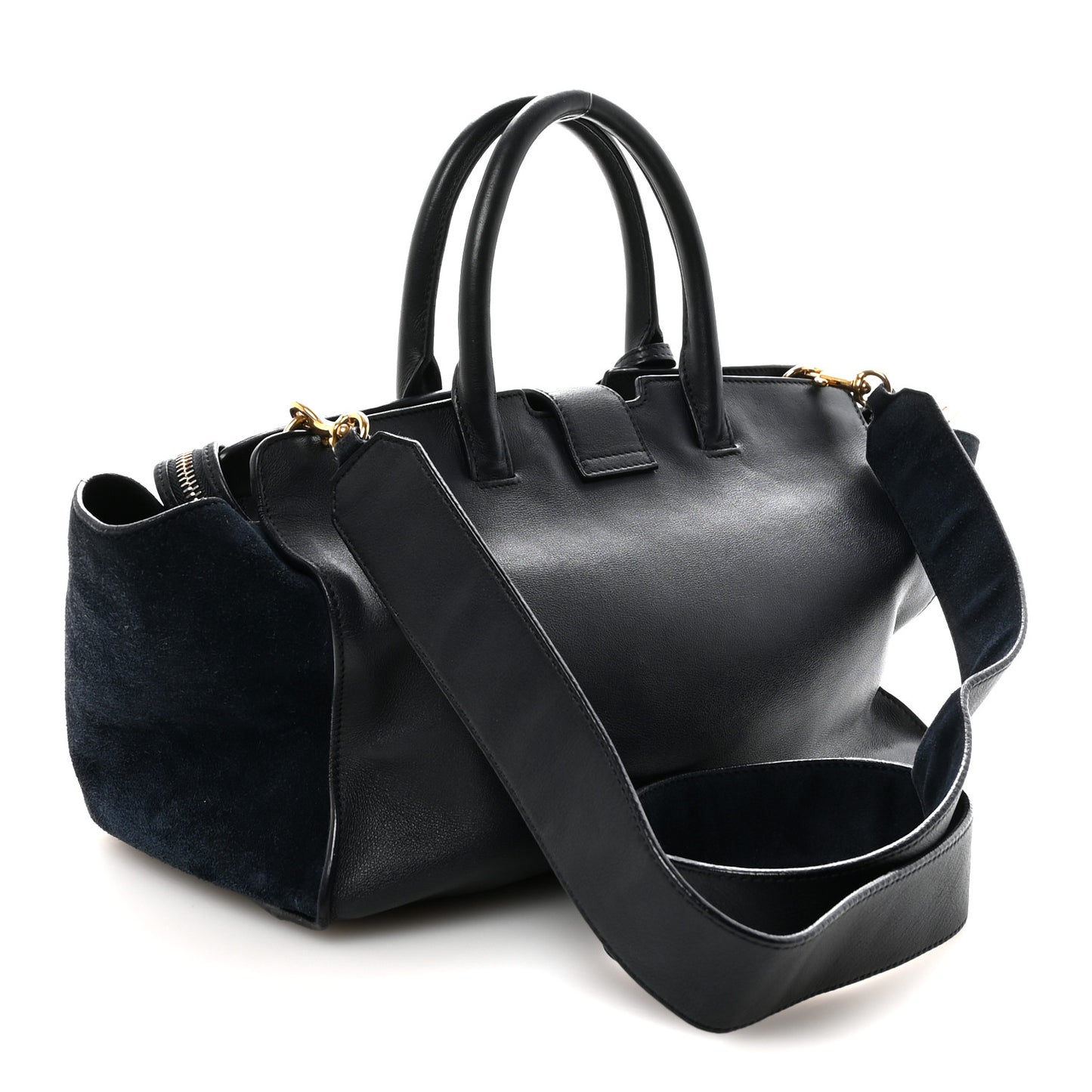 Calfskin Suede Small Monogram Downtown Cabas Navy Blue