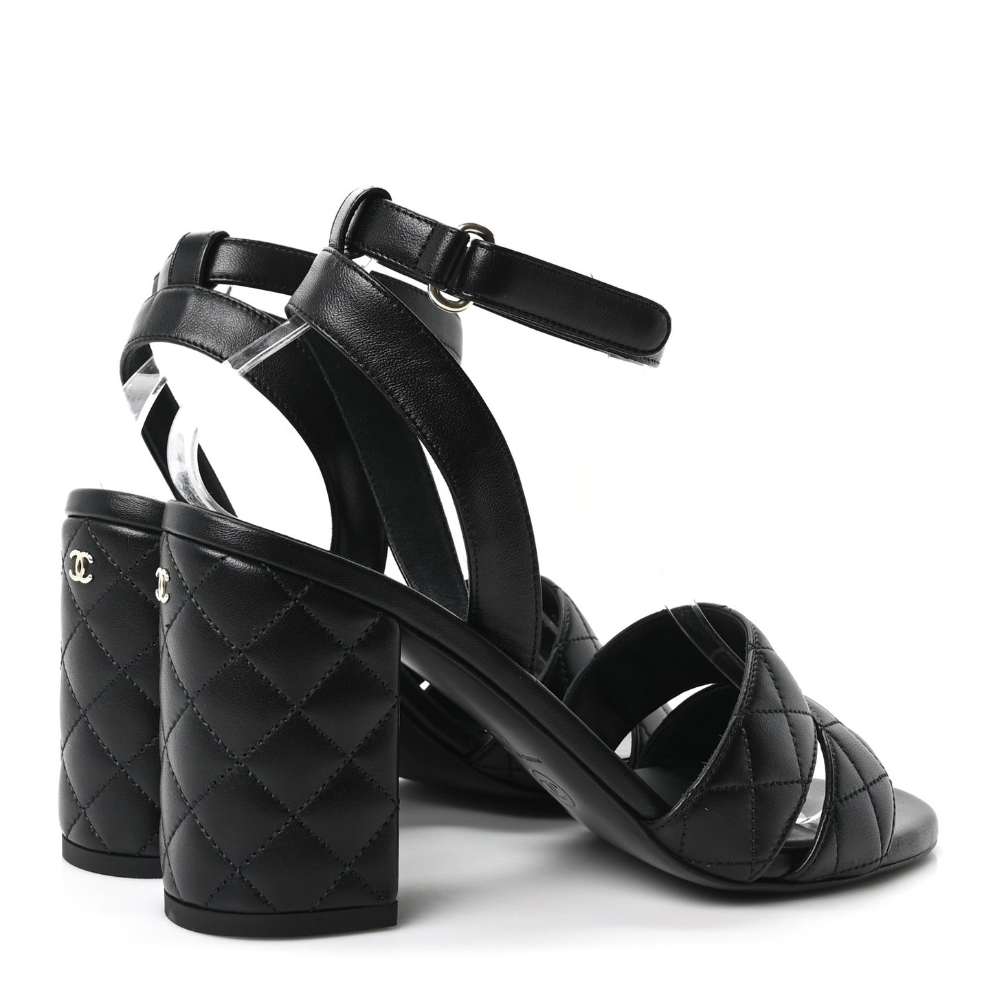 Lambskin Quilted Sandals 40 Black