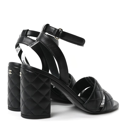 Chanel Lambskin Quilted Sandals 40 Black 5 of 10