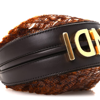 Fendi Sequin Paillettes Shiny Nappa Nano Fendigraphy Hobo Charm Brown 9 of 11