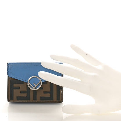 Fendi Vitello Liberty F is Fendi Bi-Color FF 1974 Embossed Micro Tri-Fold Envelope Wallet Maya Black Nebula 2 of 10