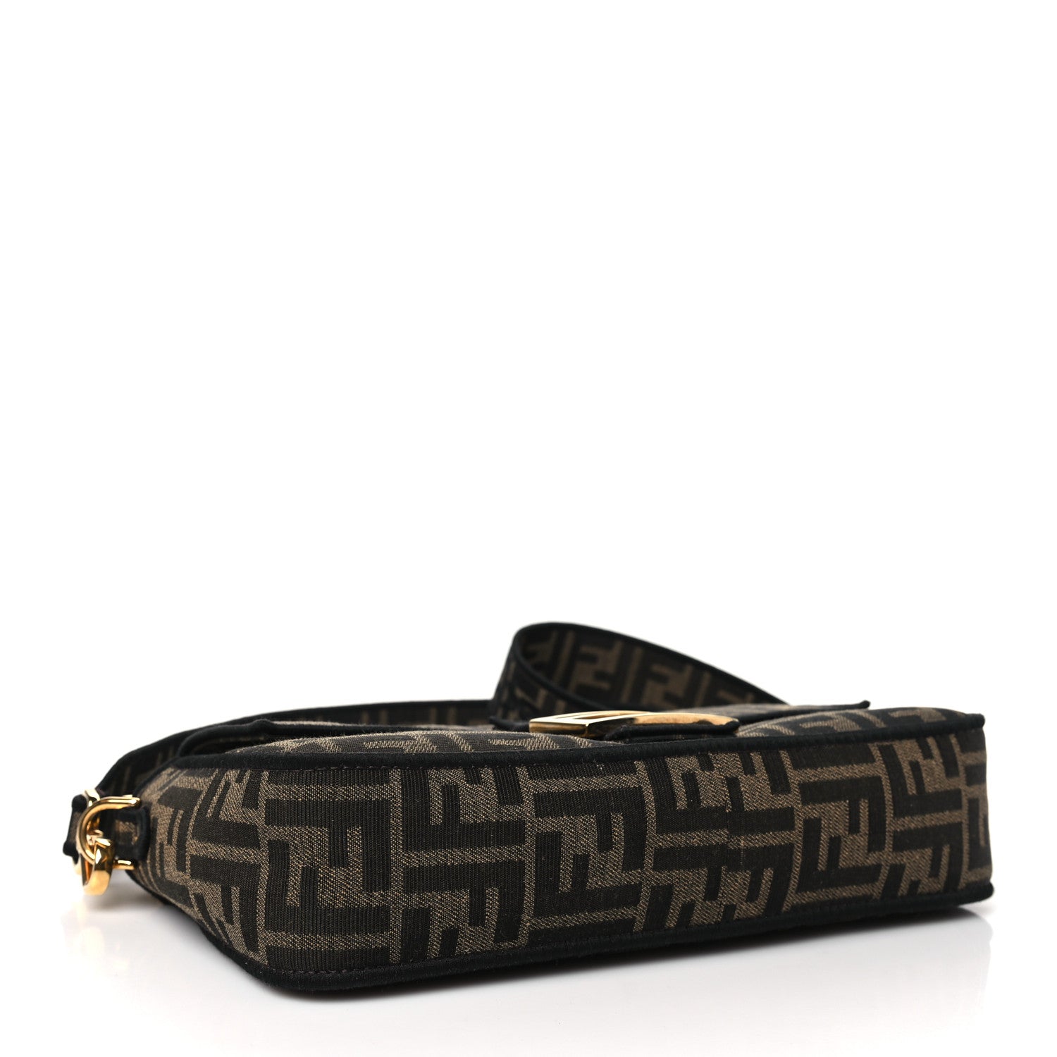 Fendi Fabric Jacquard FF 1974 Medium Baguette Tobacco Moro Black 4 of 9